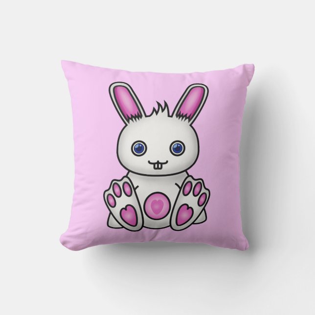 Kawaii rosa Häschen Kissen (Vorderseite)