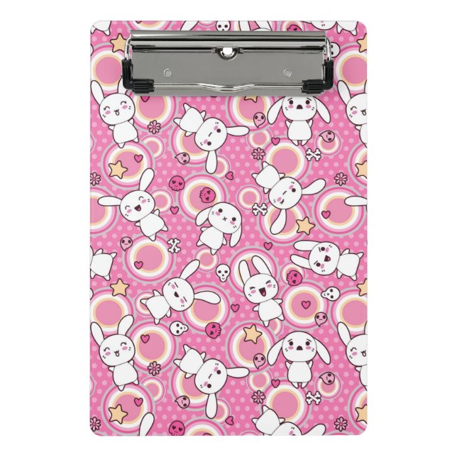 kawaii rosa Muster Mini Klemmbrett (Vorderseite)