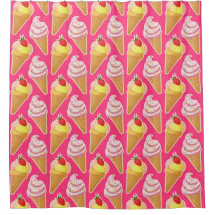 Kawaii-rosa Muster mit Erdbeereis Duschvorhang