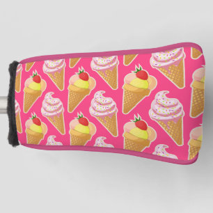 Kawaii-rosa Muster mit Erdbeereis Golf Headcover