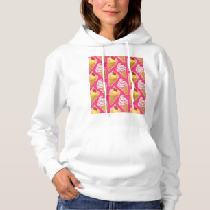 Kawaii-rosa Muster mit Erdbeereis Hoodie