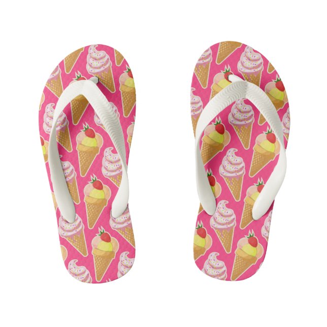 Kawaii-rosa Muster mit Erdbeereis Kinderbadesandalen (Fußbett)