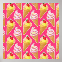 Kawaii-rosa Muster mit Erdbeereis