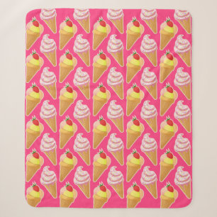 Kawaii-rosa Muster mit Erdbeereis Sherpadecke