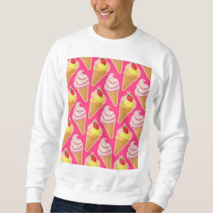 Kawaii-rosa Muster mit Erdbeereis Sweatshirt