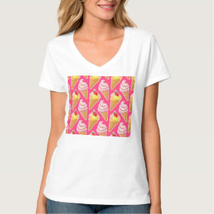 Kawaii-rosa Muster mit Erdbeereis T-Shirt