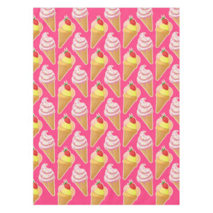Kawaii-rosa Muster mit Erdbeereis Tischdecke