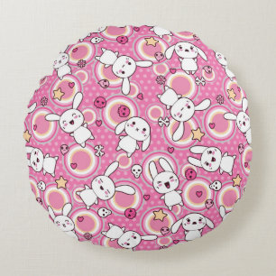 kawaii rosa Muster Rundes Kissen
