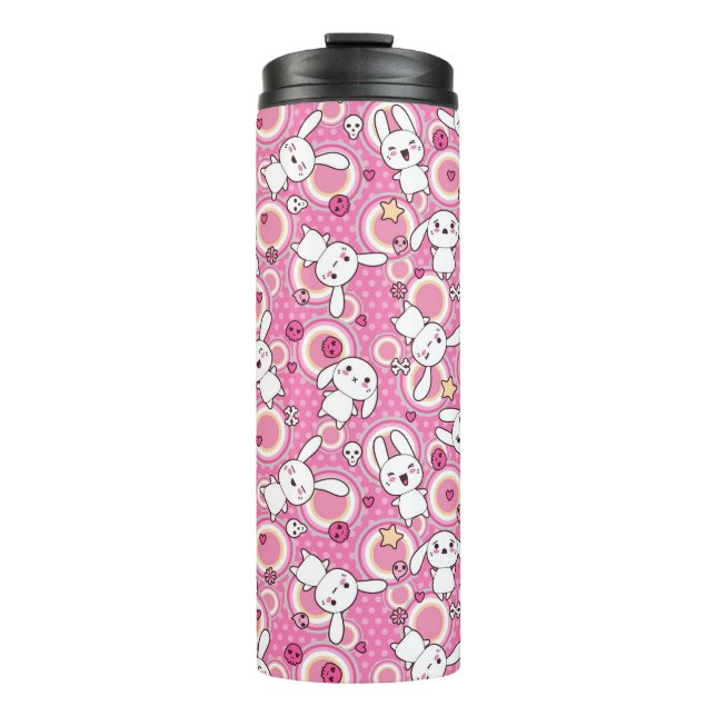 kawaii rosa Muster Thermosbecher (Vorderseite)
