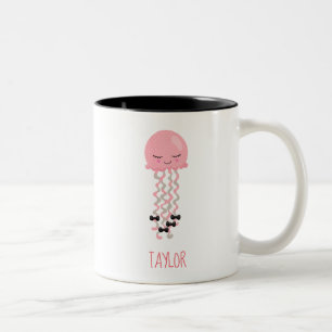 Kawaii rosa Quallen Zweifarbige Tasse