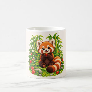 Kawaii Roter Panda Erdbeergarten Kaffeetasse