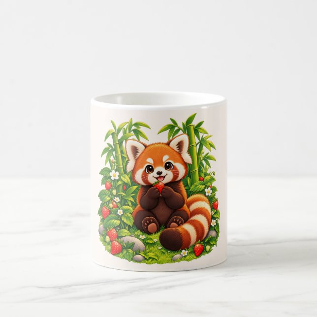 Kawaii Roter Panda Erdbeergarten Kaffeetasse (Mittel)