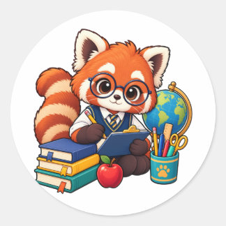 Kawaii Roter Panda-Studienfreund-Rundsticker Runder Aufkleber