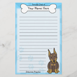 Kawaii rotes Dobermannpinscher-Briefpapier Briefpapier