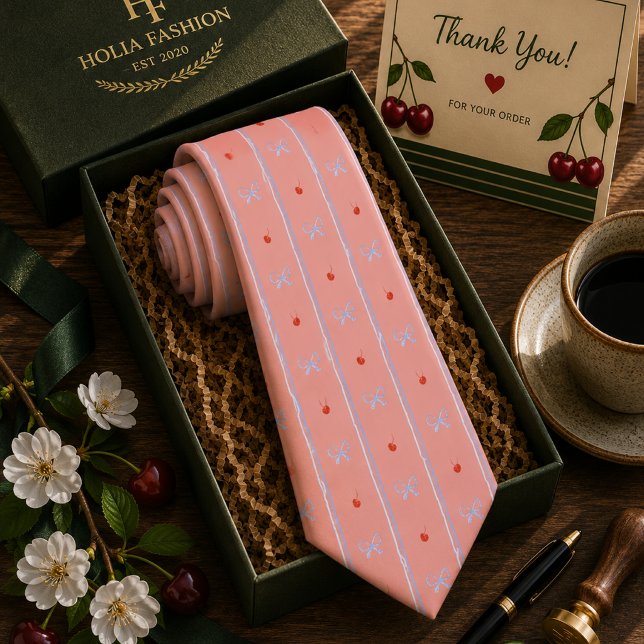 Kawaii-Rotes-Süßkirschen-Muster Krawatte (Von Creator hochgeladen)