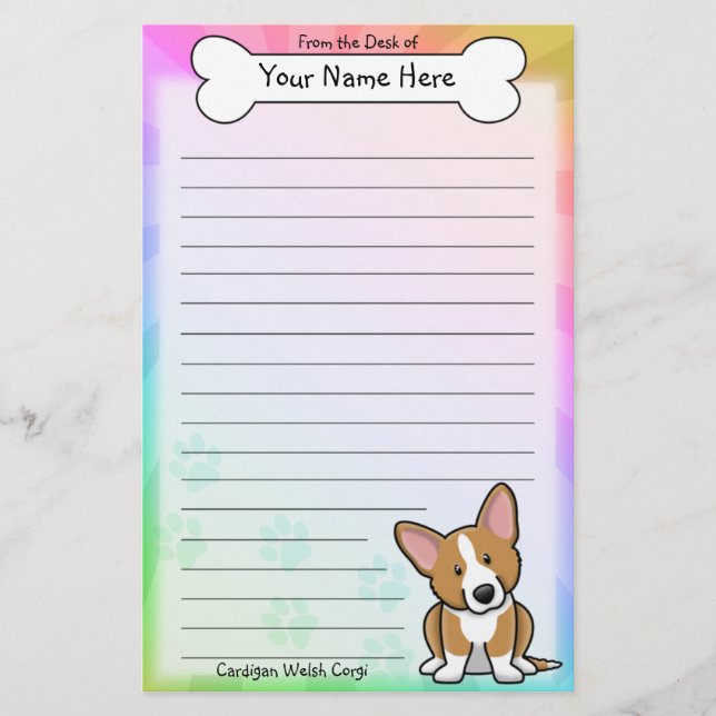 Kawaii rotes Wolljacken-Walisercorgi-Briefpapier Briefpapier (Vorderseite)