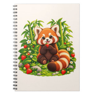 Kawaii-Rotpanda-Erdbeer-Garten-Spiralblock Notizblock