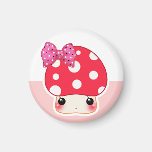 Kawaii-Rotpilz mit niedlichen Polka-Punkten Bogen Magnet