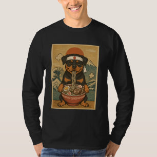 Kawaii Rottweiler Japanische Ramen Nudeln T-Shirt