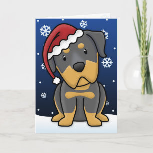 Kawaii Rottweiler Weihnachtskarte Feiertagskarte
