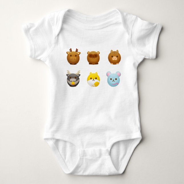 Kawaii Runde Tiere Baby Strampler (Vorderseite)