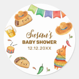 Kawaii Rustic Fiesta Taco Bout Eine Babydusche Runder Aufkleber