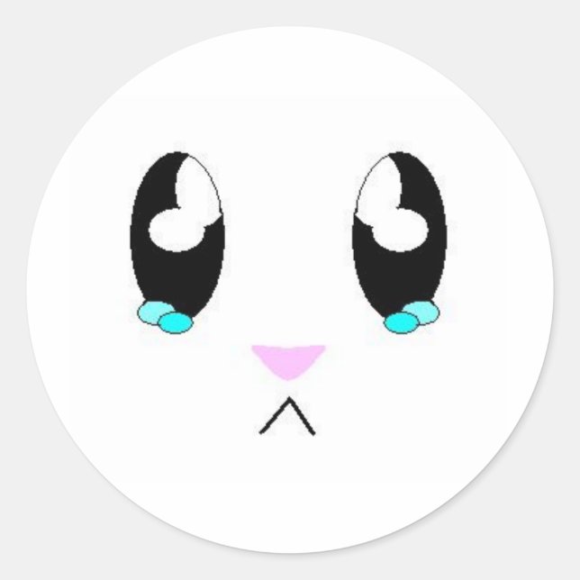 Kawaii Sad Bunny Face Runder Aufkleber (Vorderseite)