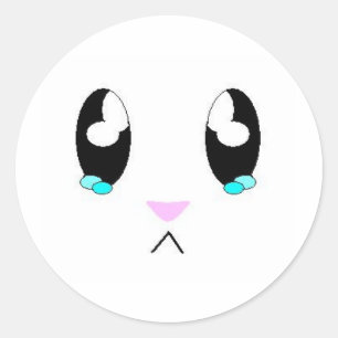 Kawaii Sad Bunny Face Runder Aufkleber
