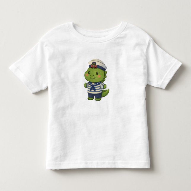 Kawaii Sailor Dinosaur – Cute Dino Jobs Kleinkind T-shirt (Vorderseite)