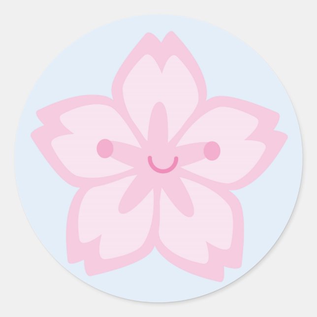 Kawaii Sakura Cherry Blossom Blume Runder Aufkleber (Vorderseite)