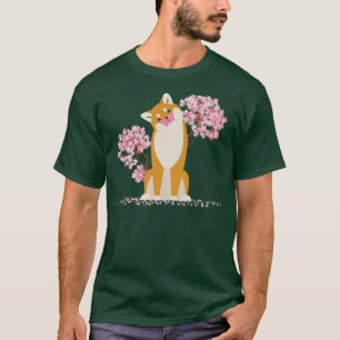 Kawaii Sakura Cherry Blossom Shiba Inu D T-Shirt