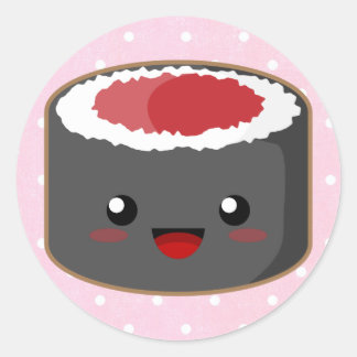 Kawaii Salmon Roll Runder Aufkleber