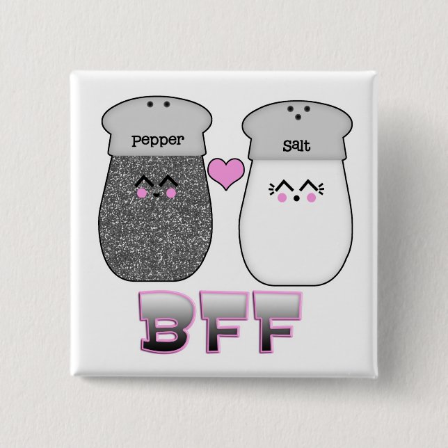 Kawaii Salt n Pepper BESTE FREUNDIN Button (Vorderseite)