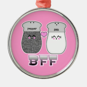 Kawaii Salt n Pepper BESTE FREUNDIN Ornament Aus Metall
