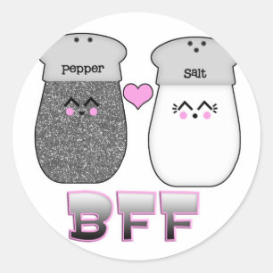 Kawaii Salt n Pepper BESTE FREUNDIN Runder Aufkleber