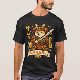 Kawaii Samurai-Hund Cartoon-Kunst T-Shirt