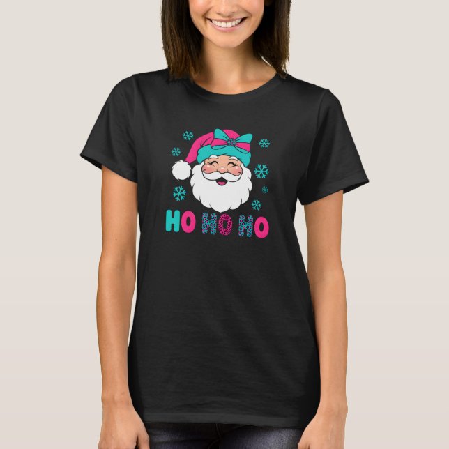 KAWAII SANTA FACE LEOPARD HO HO T-Shirt (Vorderseite)
