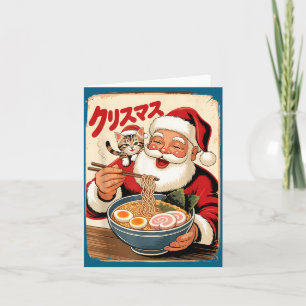 Kawaii Santa isst Ramen-Nudeln Japanisches Weihnac Karte