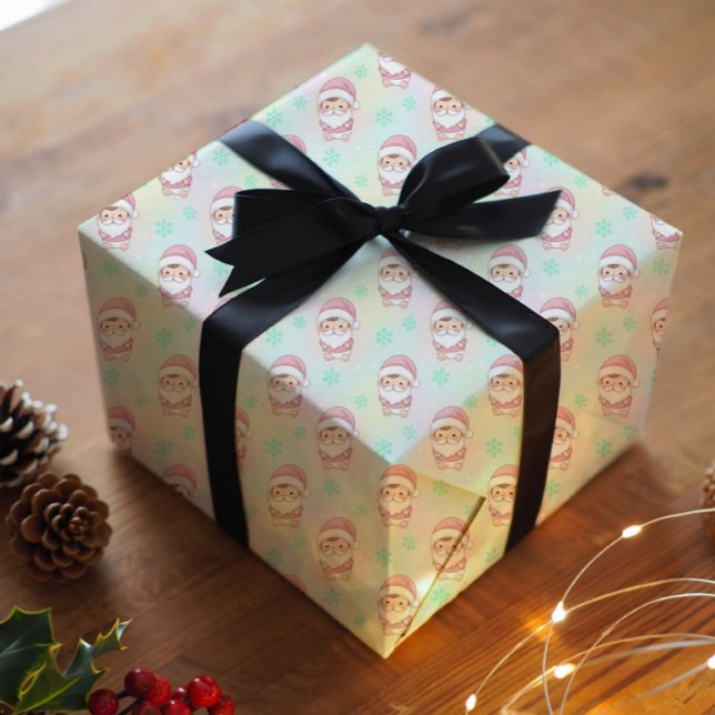 Kawaii Santa Pastell-Muster  Geschenkpapier (Von Creator hochgeladen)