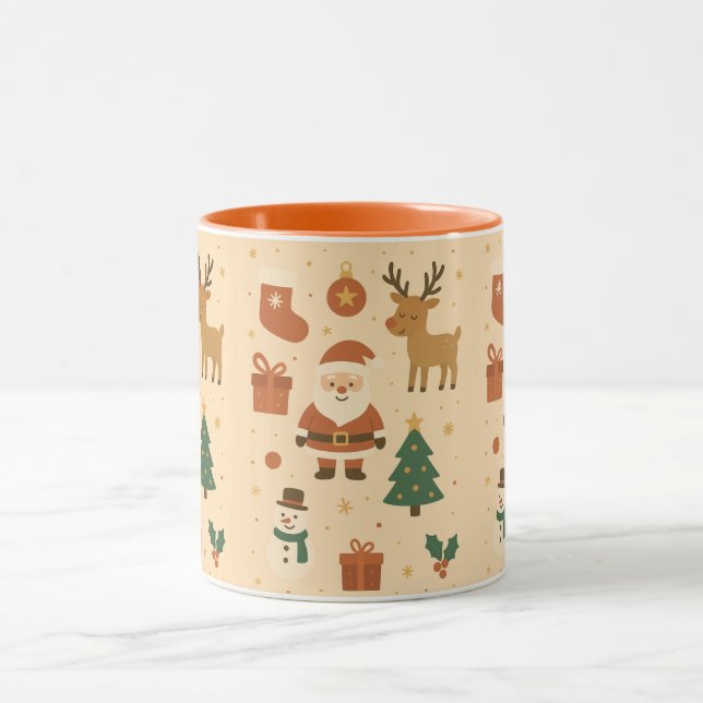 Kawaii Santa & Reindeer – Festive Christmas Tasse (Zentrum)