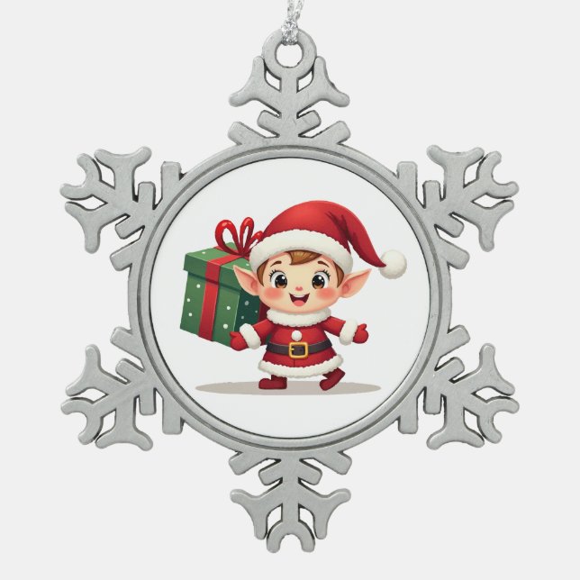 Kawaii Santa's Elf Helper Ornament (Vorderseite)