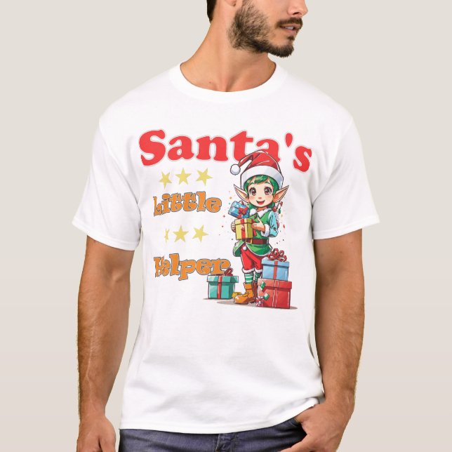 Kawaii Santa's kleiner Helfer für ihn T-Shirt (Vorderseite)