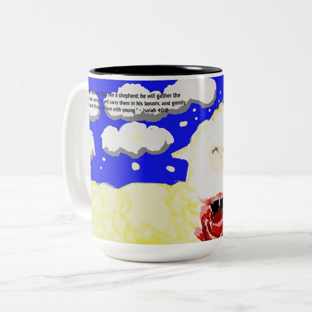 Kawaii-Schaf  Zweifarbige Tasse (Vorderseite Links)