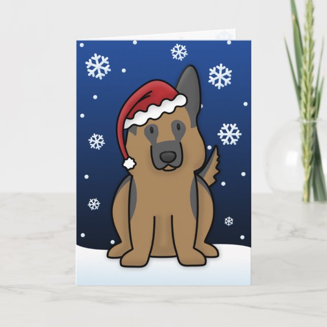 Kawaii Schäferhund-Weihnachtskarte Feiertagskarte (Vorderseite)