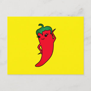Kawaii scharfe Paprika-Diva Feiertagspostkarte