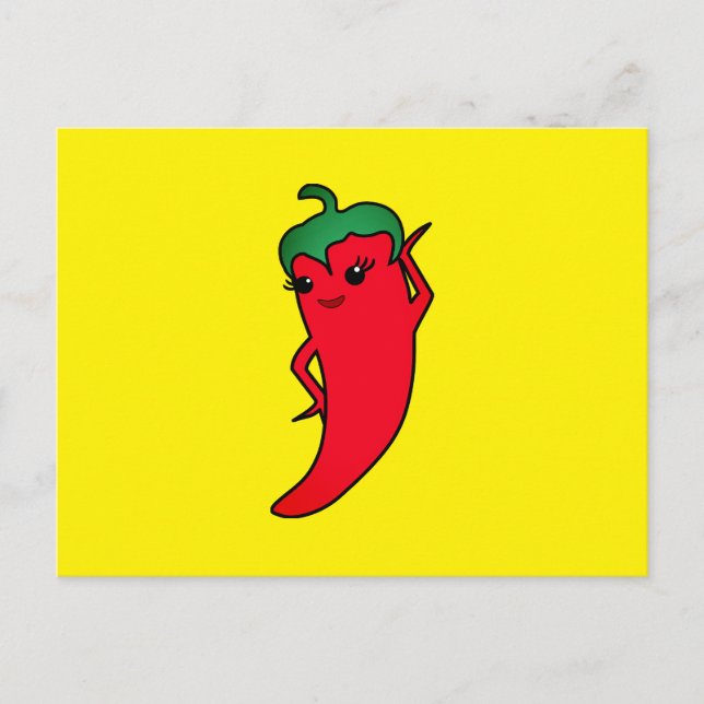Kawaii scharfe Paprika-Diva Feiertagspostkarte (Vorderseite)