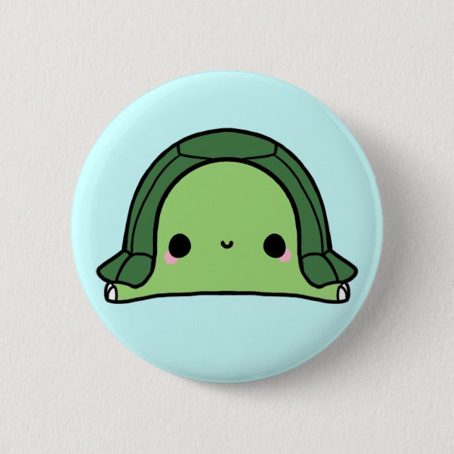 Kawaii Schildkröte (Sie ändern den Hintergrund!) Button (Vorderseite)