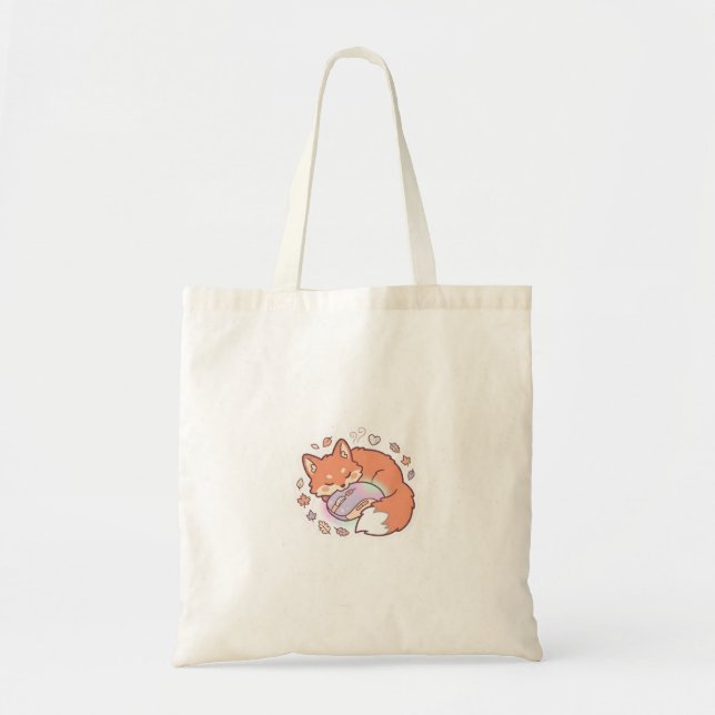 Kawaii-Schlaf-Fuchs-Leinwand-Tasche Tragetasche (Vorne)