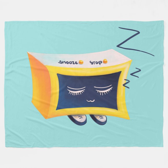 Kawaii Schlafalarm Uhr Fleecedecke (Vorderseite (Horizontal))