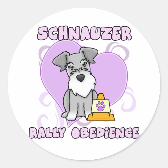 Kawaii Schnauzer Kundgebung Obedience Runder Aufkleber (Vorderseite)